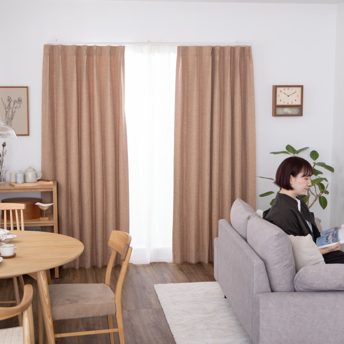 ツイードのカーテンセット写真1